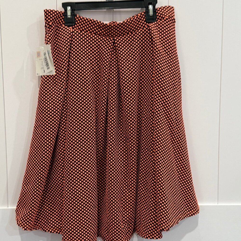 Lularoe Madison M Medium Black and Orange Polka Dot Madison Skirt Pockets